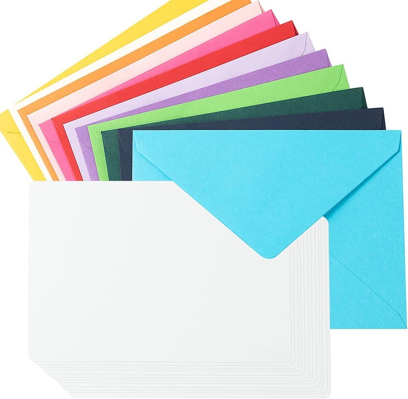 Wishop A7 Colorful Envelopes and Blank Cards 24 Pieces A7 Envelopes and 24 Pieces 5x7 Colorful Flat Cards for Weddings, Invitations, Birthday, Baby Shower (White) - Image 1